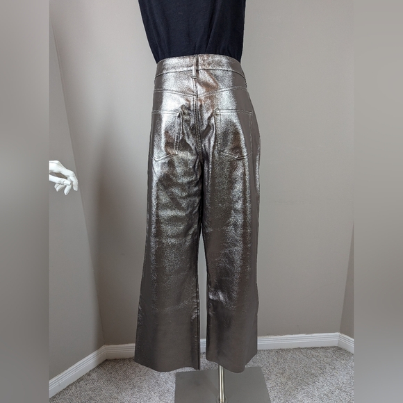 ALIX NYC x Revolve Gray Metallic Pants Size Large High Rise Straight Leg Faux - Picture 10 of 12